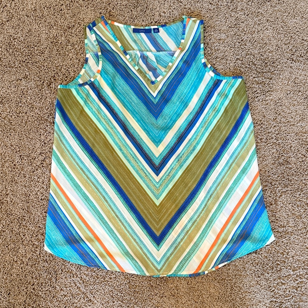 Apt. 9 Blue and Green Chevron Tank Top